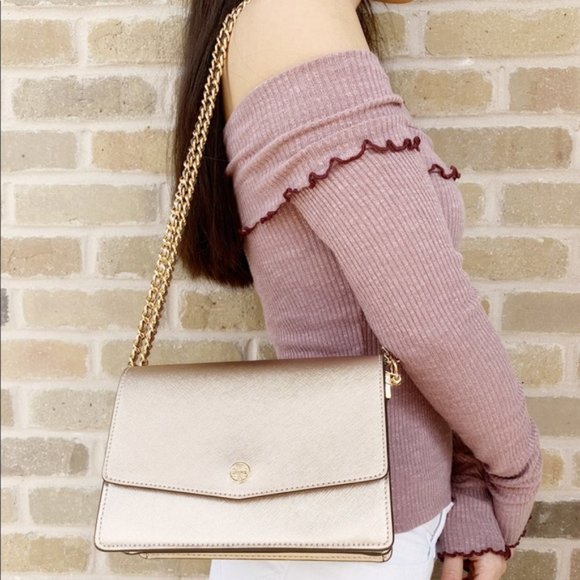 Tory Burch Rose Gold Convertible Chain Bag